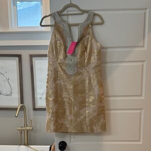 Lilly Pulitzer Gold Embellished Mini Dress